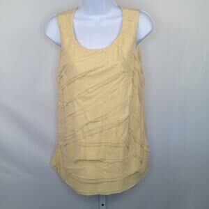 Chico’s Yellow Scoop Neck Tank Top Womens Size 16 Ruffle Layered Sleeveless